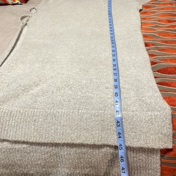 Knit Tunic Sweater Gray Med Glamorous Gray Open Side Sleeveless Mock - Picture 12 of 13